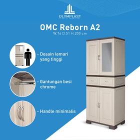 Lemari Pakaian Plastik 2 Pintu OLYMPLAST-OMC Reborn A2