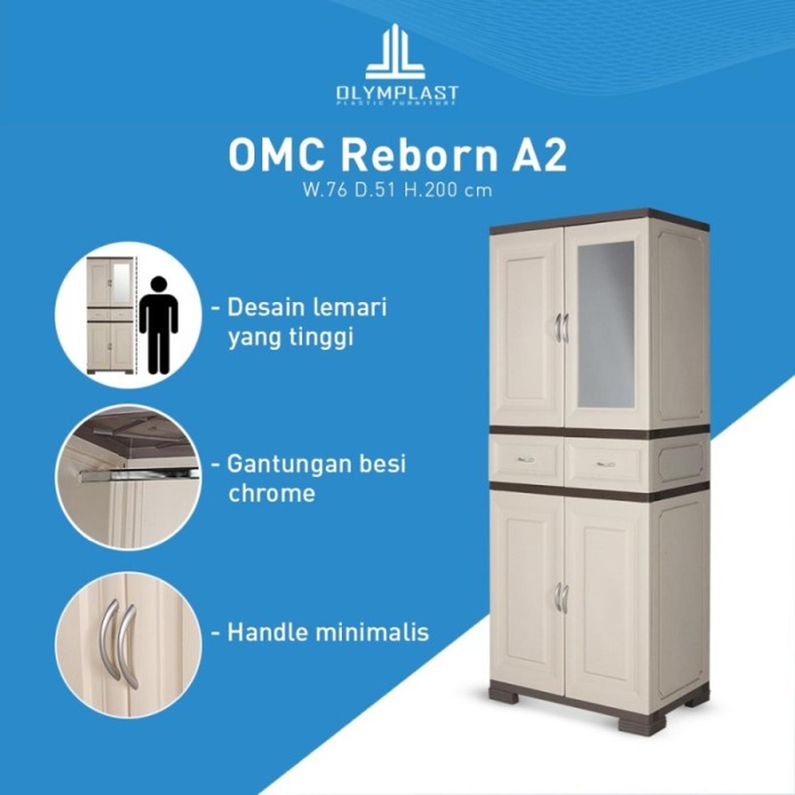 Lemari Pakaian Plastik 2 Pintu OLYMPLAST-OMC Reborn A2