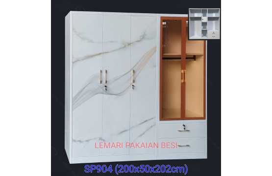 Lemari Pakaian Besi 5 Pintu + Led