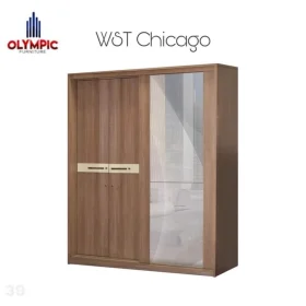 Lemari Pakaian Pintu Swing Sliding Motif Kayu - WST CHICAGO
