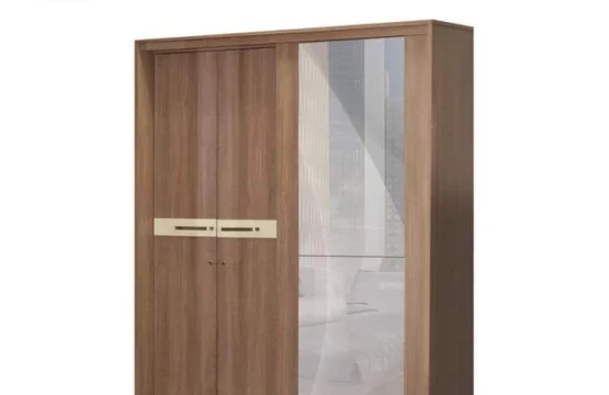 Lemari Pakaian Pintu Swing Sliding Motif Kayu - WST CHICAGO