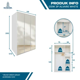 Lemari Pakaian Baju 3 Pintu - OSW 3P ALVARE
