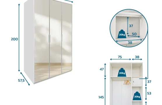 Lemari Pakaian Baju 3 Pintu - OSW 3P ALVARE
