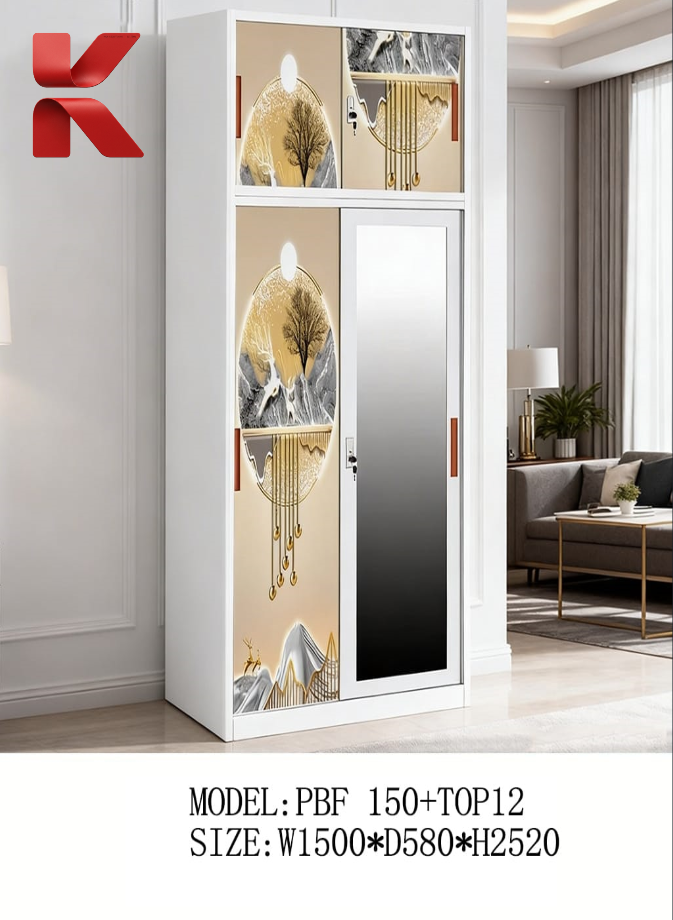 Lemari Pakain Besi – Model PBF 150 + TOP 12